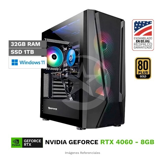 PC iBUYPOWER Imperator, Intel Core i7-14700F Hasta 5.4 GHz, RAM 32GB, SSD 1TB, 8GB NVIDIA GeForce RTX 4060, 600W 80 Plus Gold, Wi-Fi 6, Windows 11 Home